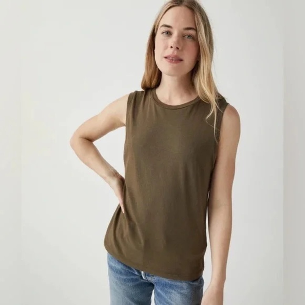 Michael Stars Side Mesh Muscle Tank Olive